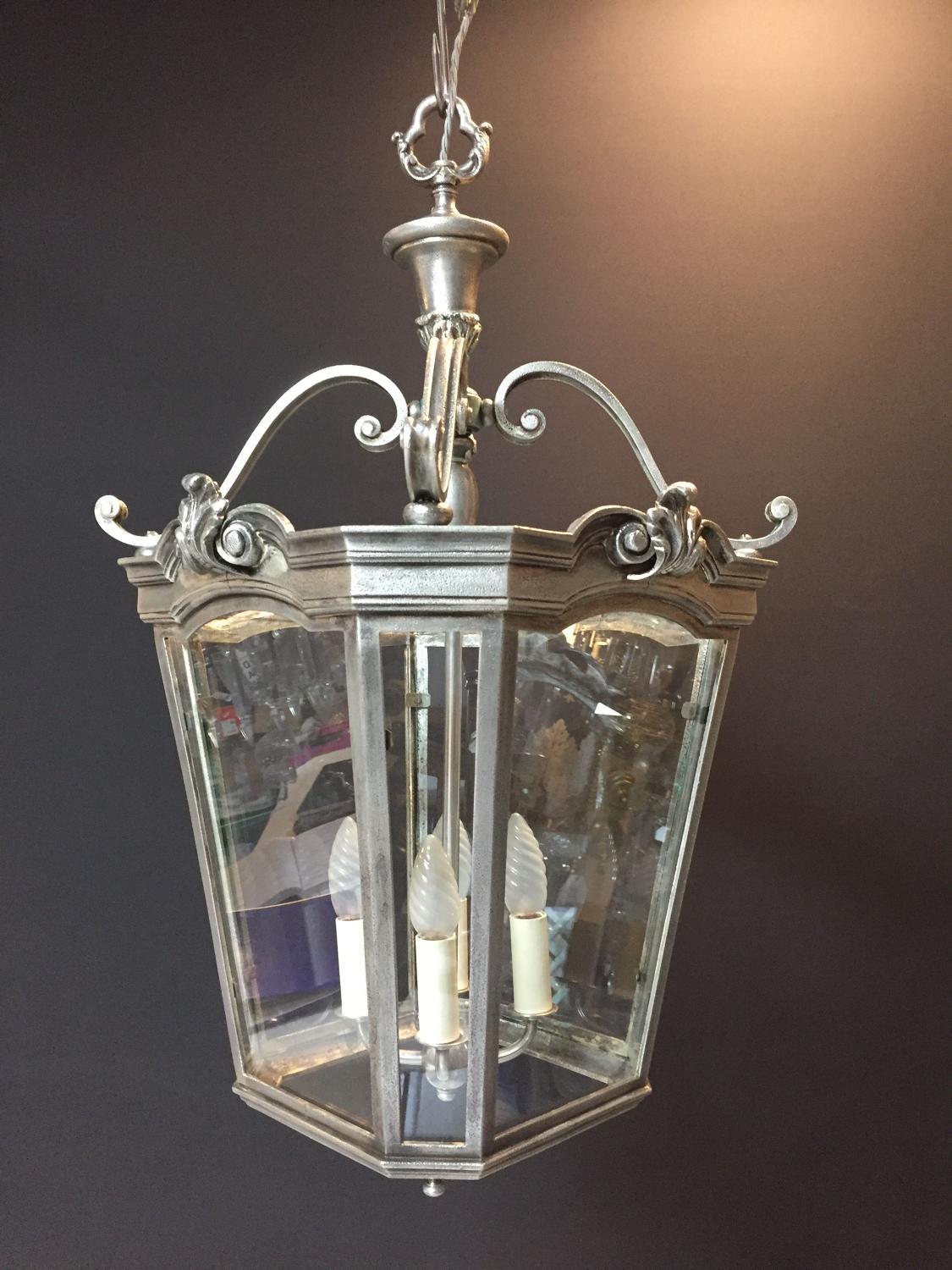 Fine Quality, Four-Light, Silvered Bronze Hall Lantern, in the Georgian Style - Image 3