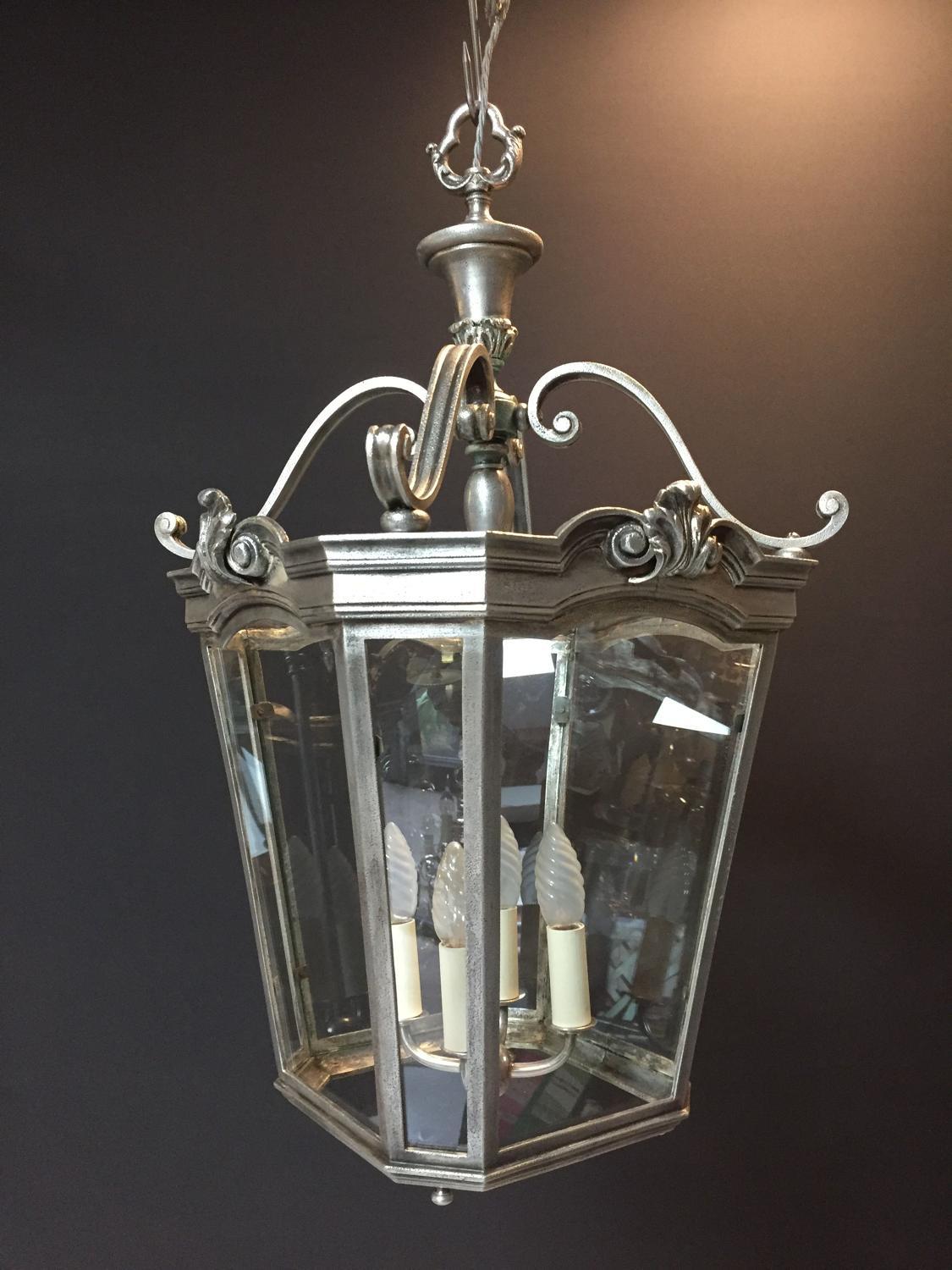 Fine Quality, Four-Light, Silvered Bronze Hall Lantern, in the Georgian Style - Image 4