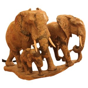 Sculpture of a Lovely Elephant Family in Verdite