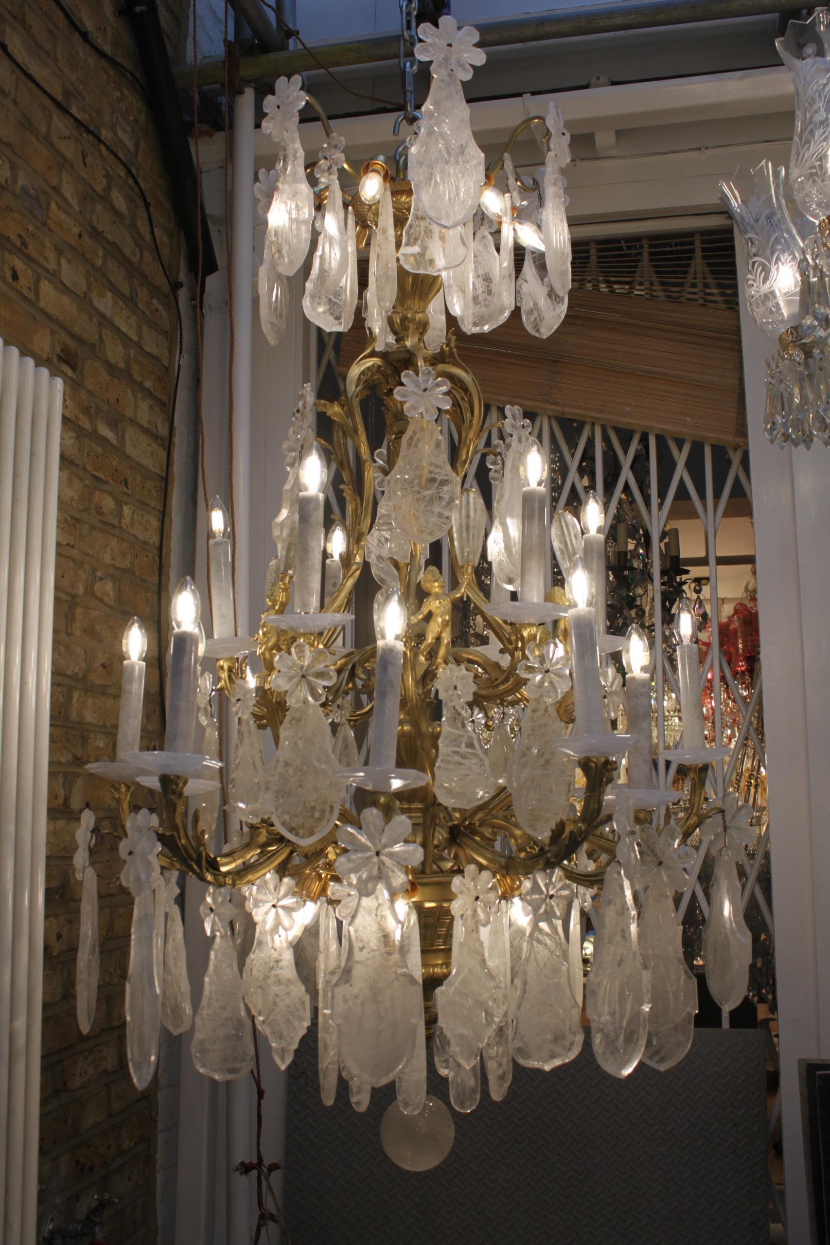 Excellent French Gilt-Bronze Rock Crystal Chandelier - Image 2