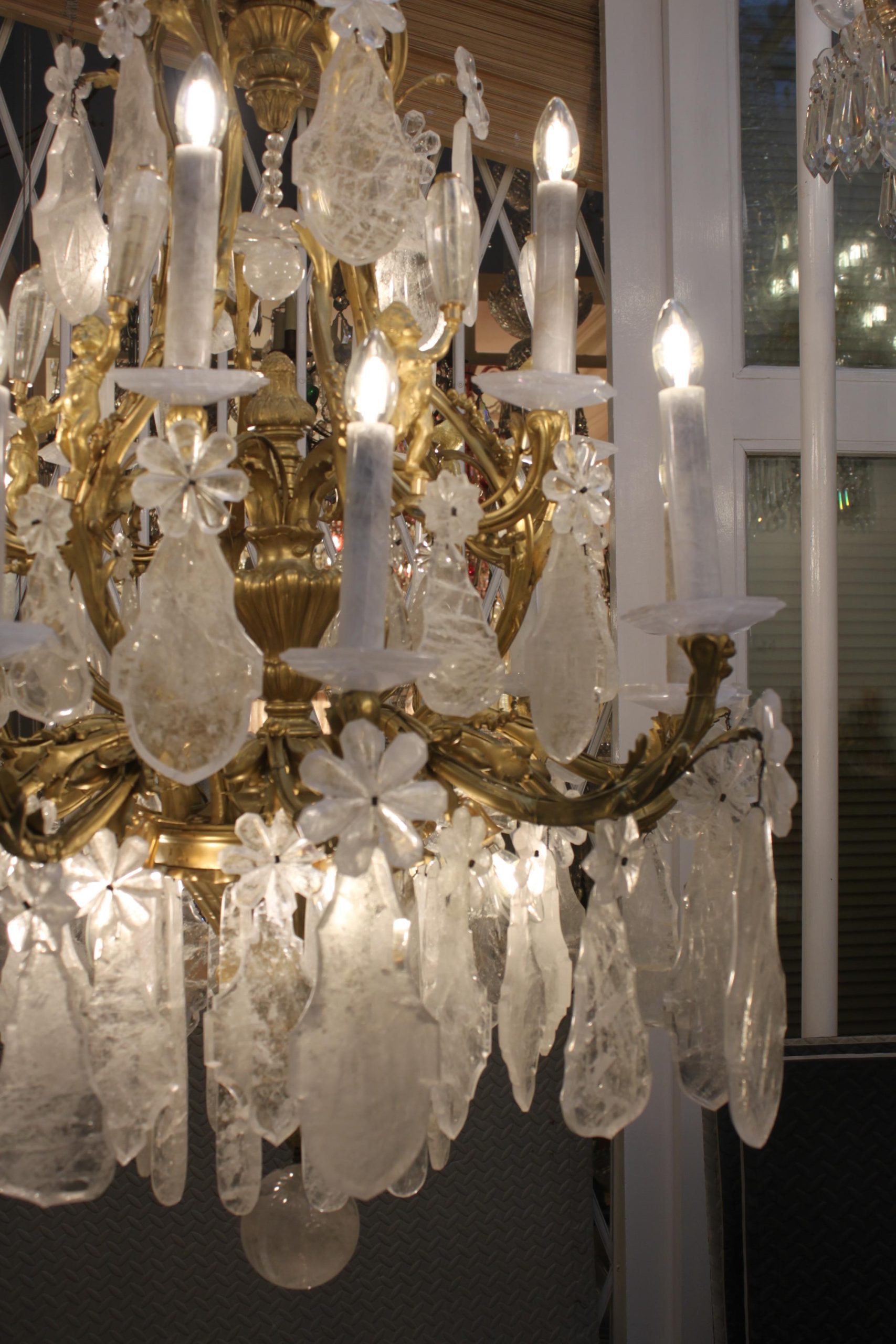 Excellent French Gilt-Bronze Rock Crystal Chandelier - Image 8