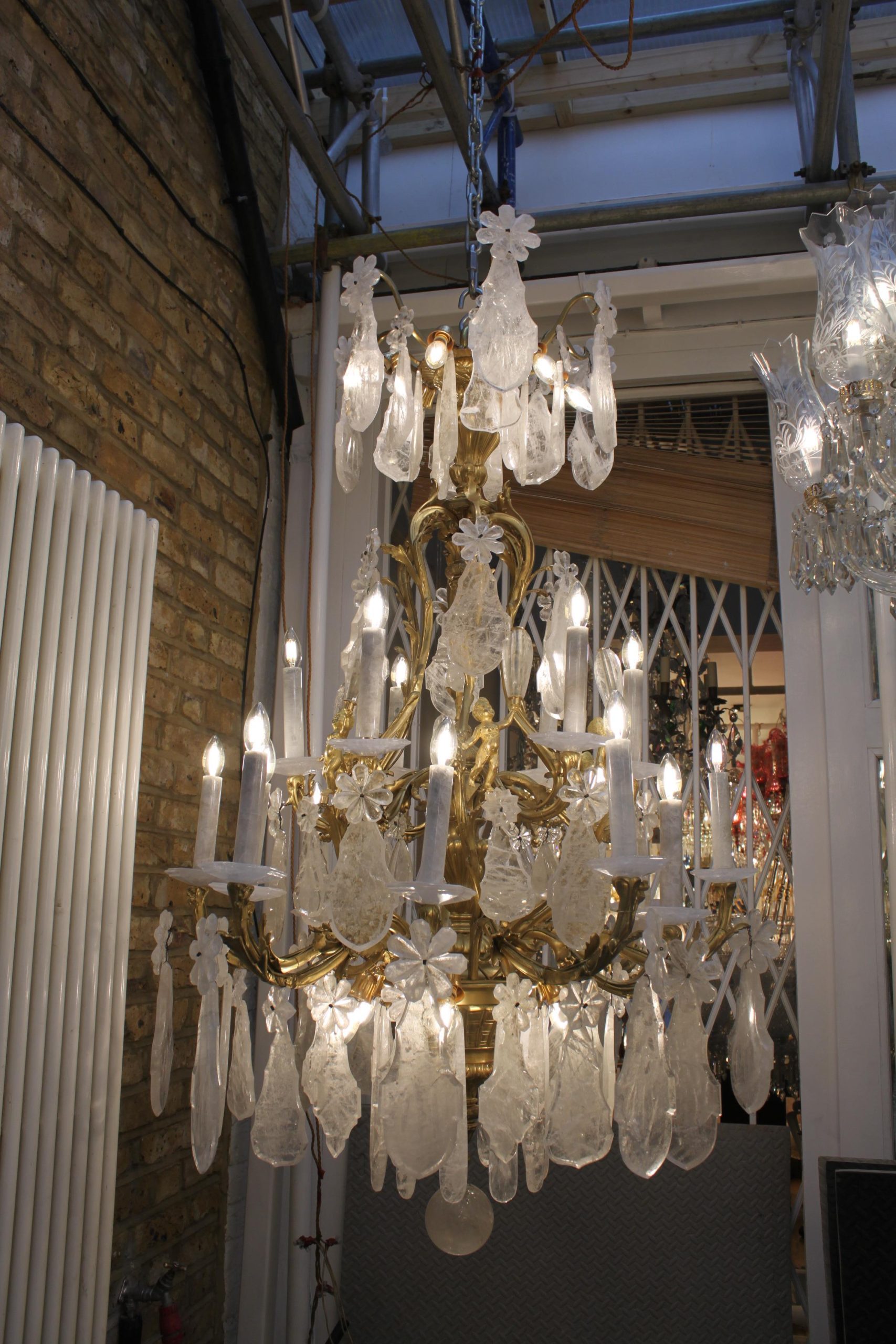 Excellent French Gilt-Bronze Rock Crystal Chandelier - Image 7