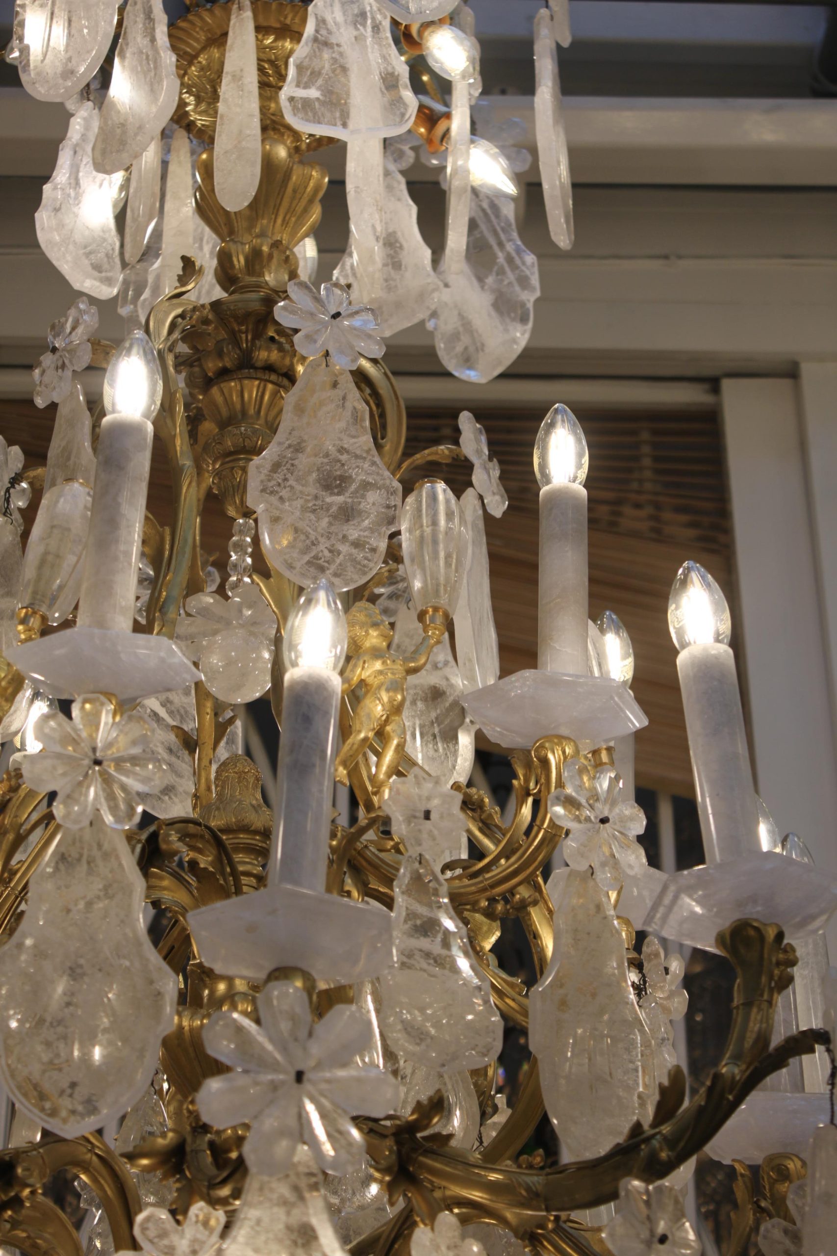 Excellent French Gilt-Bronze Rock Crystal Chandelier - Image 6