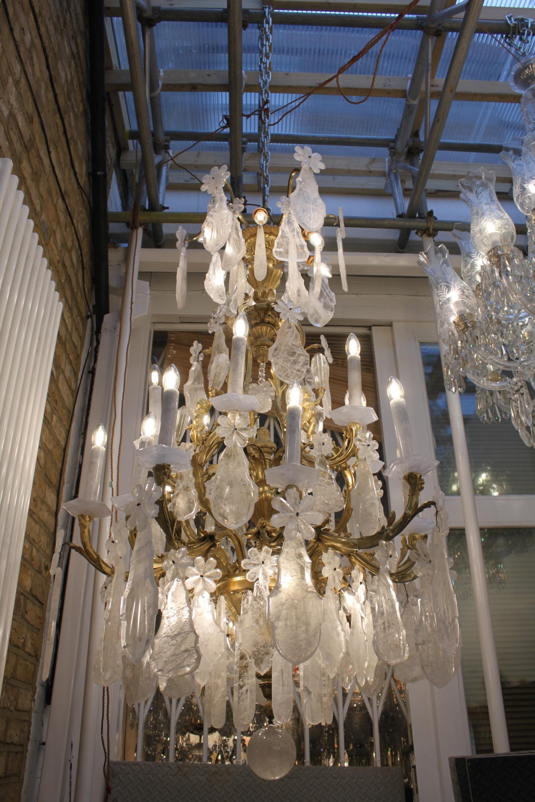 Excellent French Gilt-Bronze Rock Crystal Chandelier - Image 5