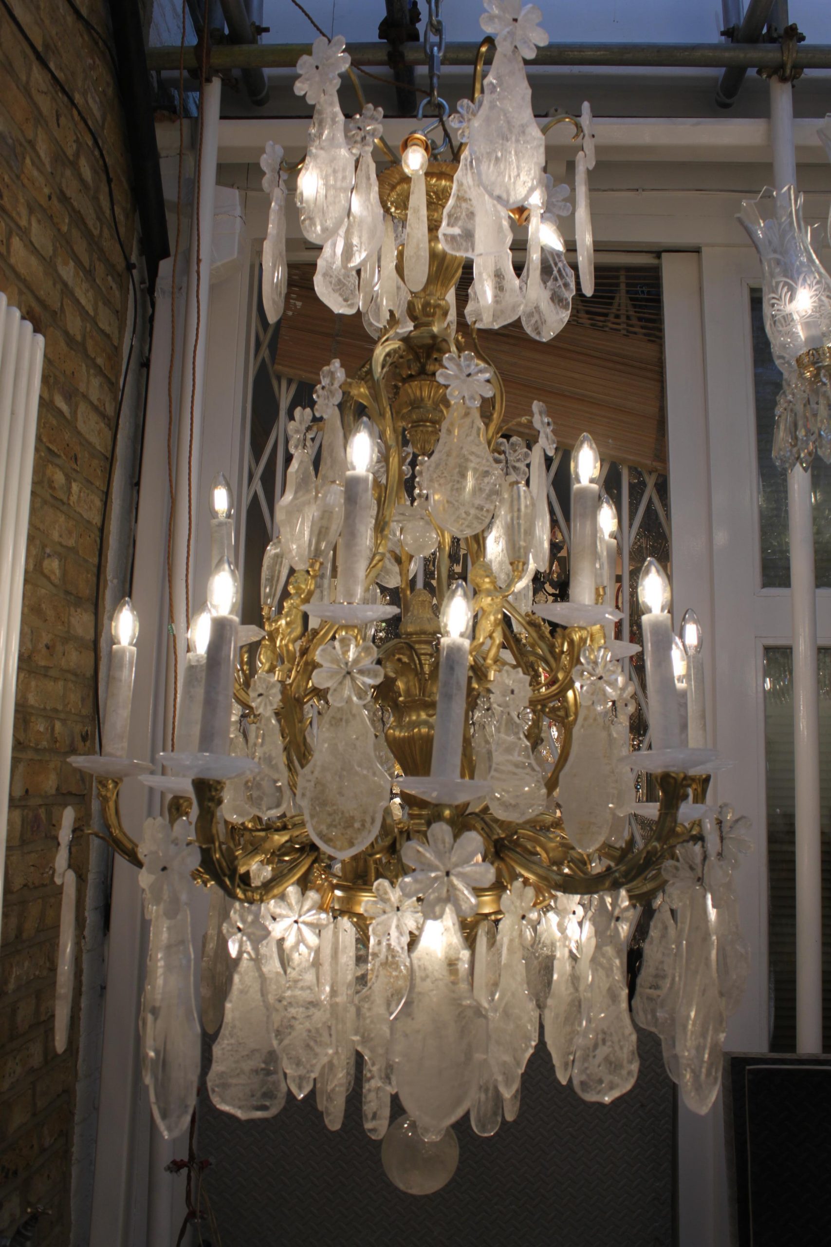 Excellent French Gilt-Bronze Rock Crystal Chandelier - Image 4