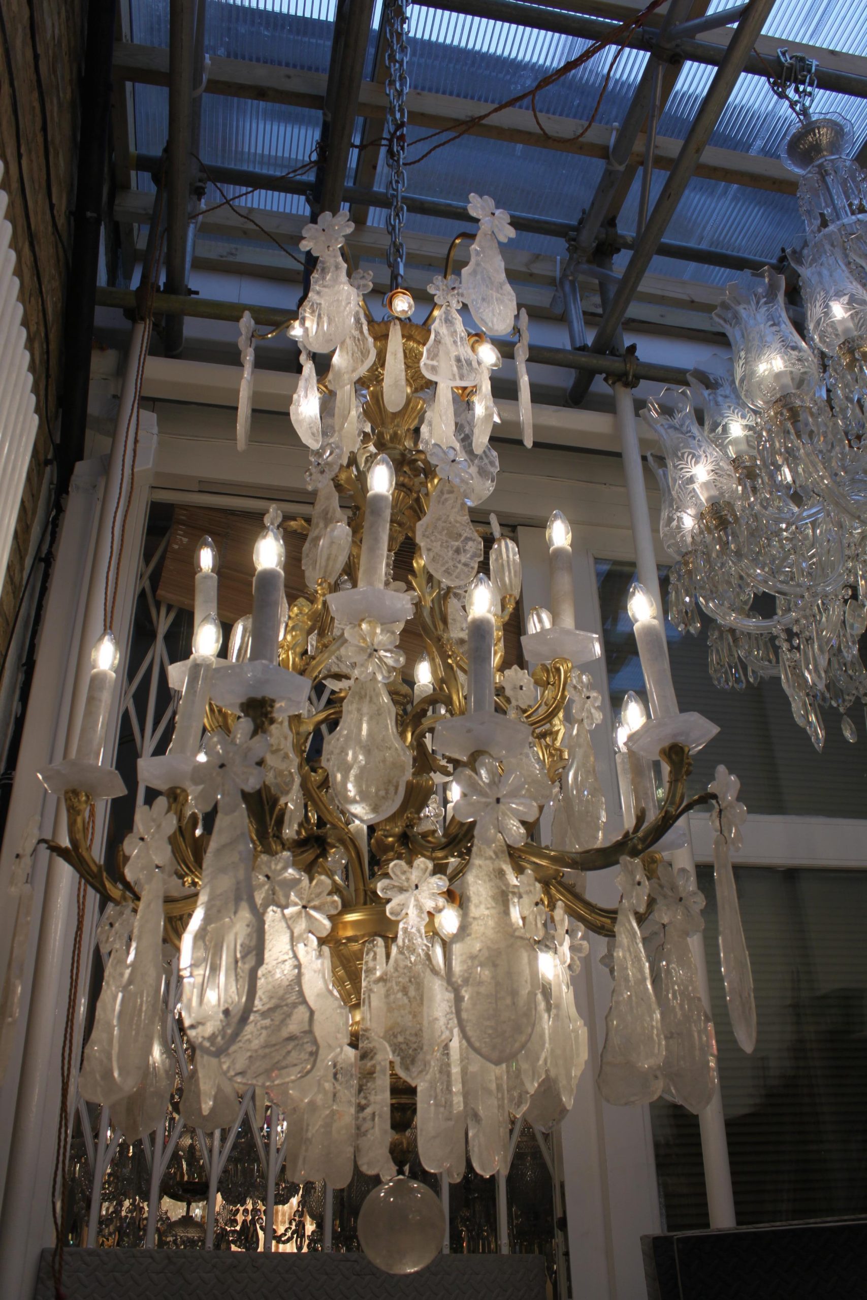 Excellent French Gilt-Bronze Rock Crystal Chandelier - Image 3