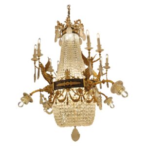 Large beautiful Gasolier bronze & Rock Crystal French chandelier with 36 lights
