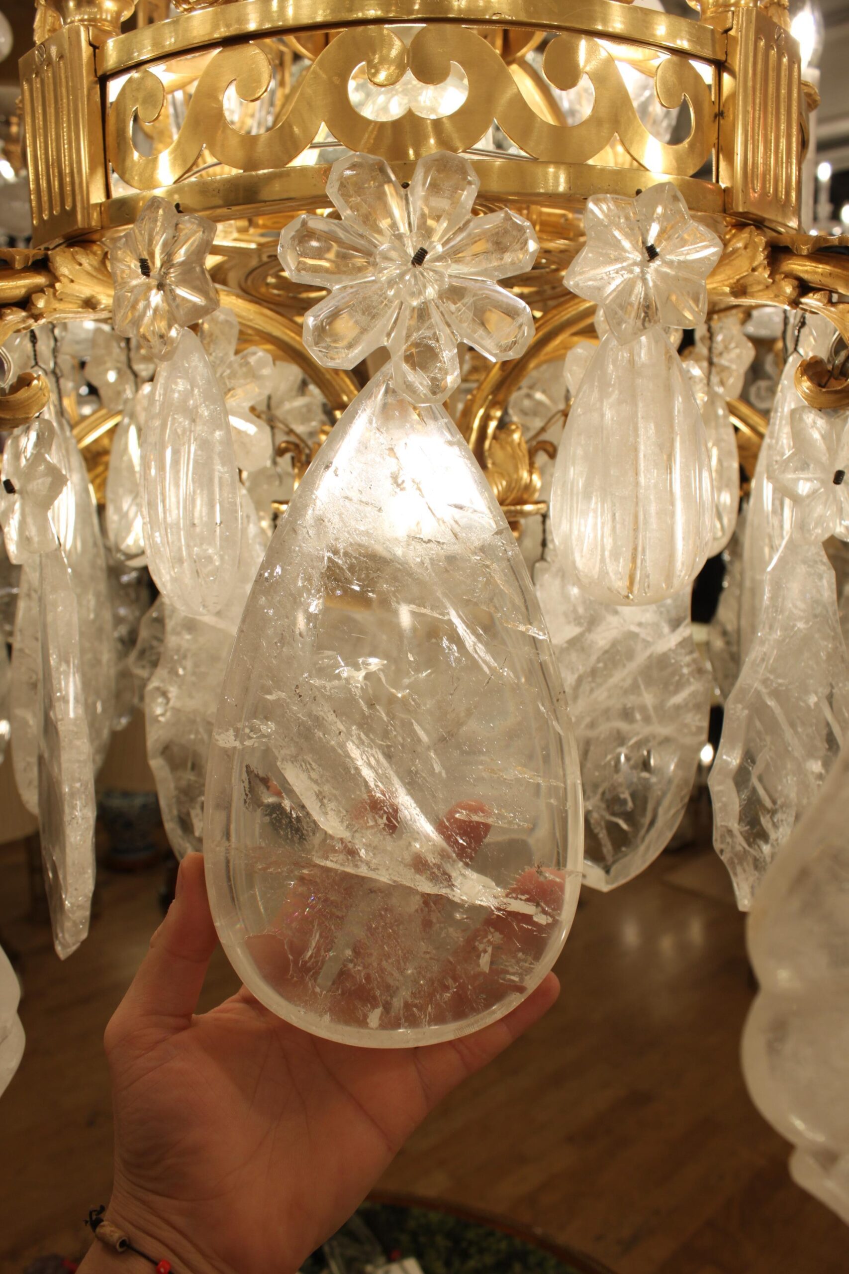 19th Century French Bronze and Rock Crystal Chandelier Candles 12 - Image 9