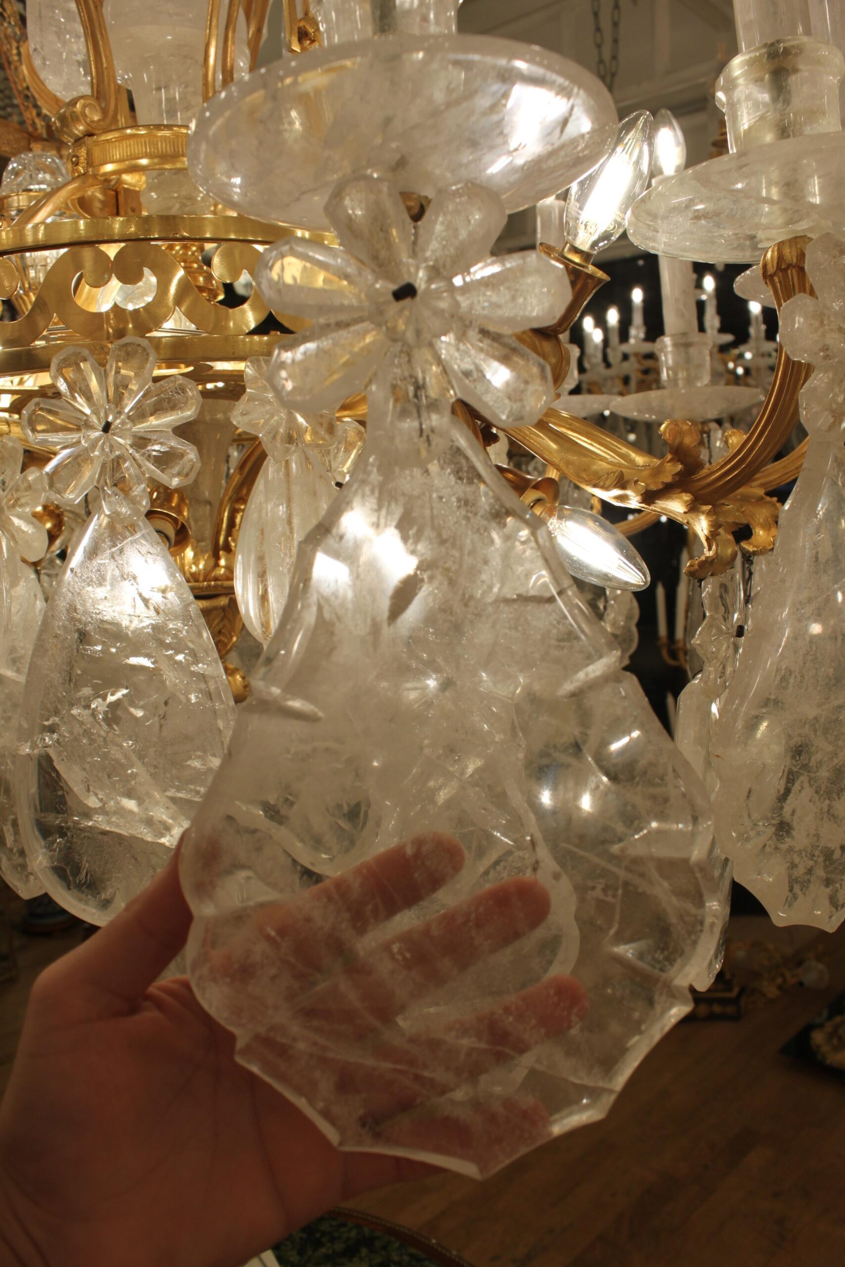 19th Century French Bronze and Rock Crystal Chandelier Candles 12 - Image 8