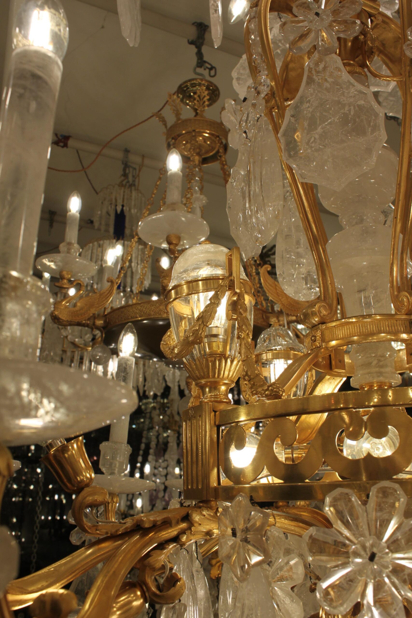 19th Century French Bronze and Rock Crystal Chandelier Candles 12 - Image 6