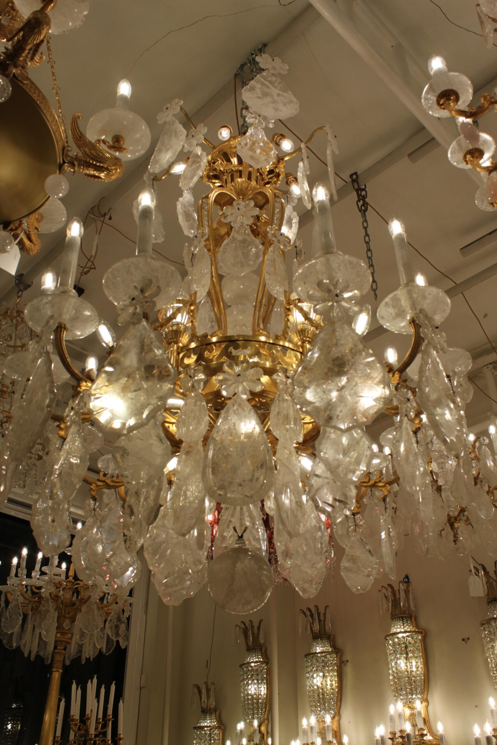 19th Century French Bronze and Rock Crystal Chandelier Candles 12 - Image 4