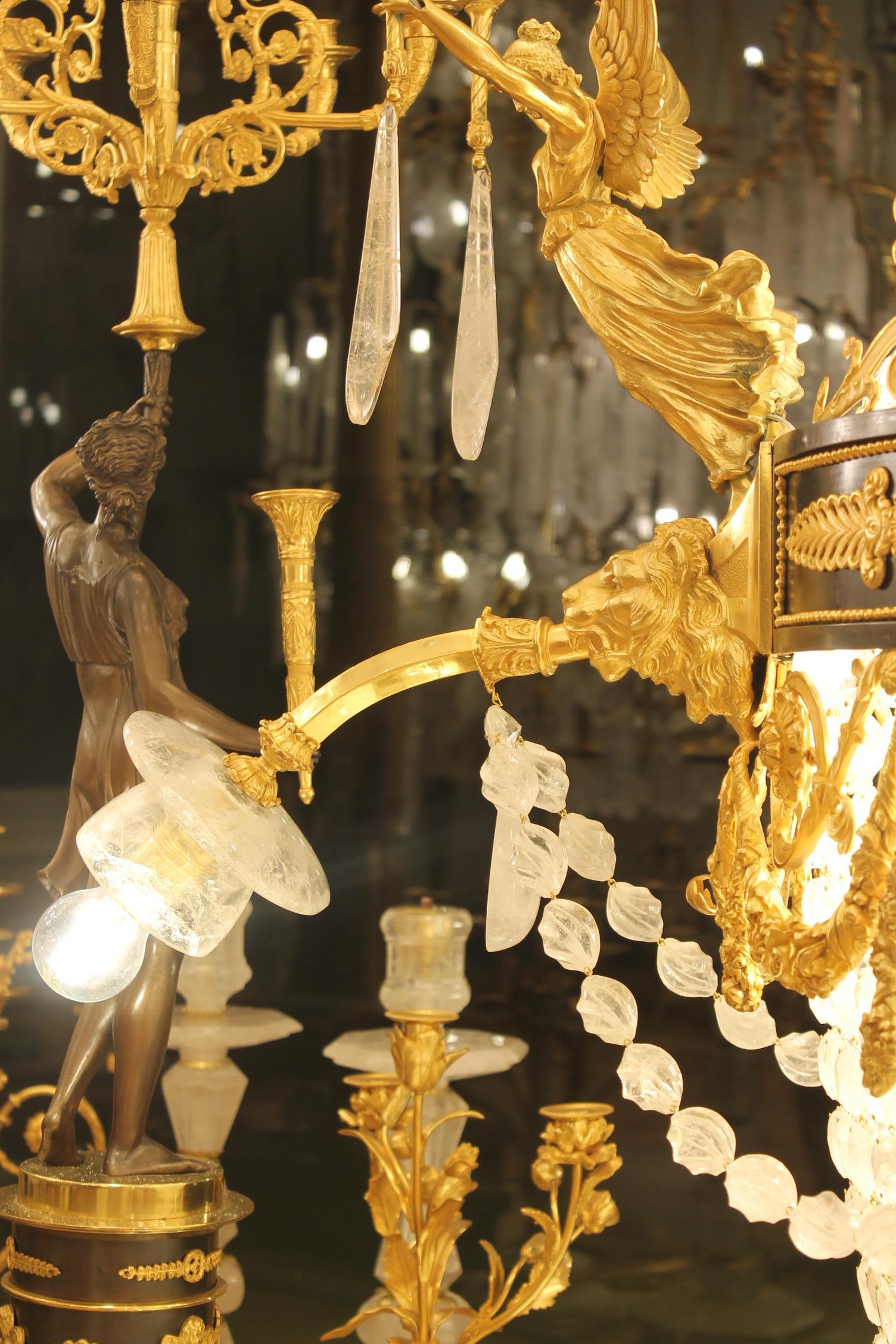 Large beautiful Gasolier bronze & Rock Crystal French chandelier with 36 lights - Image 4