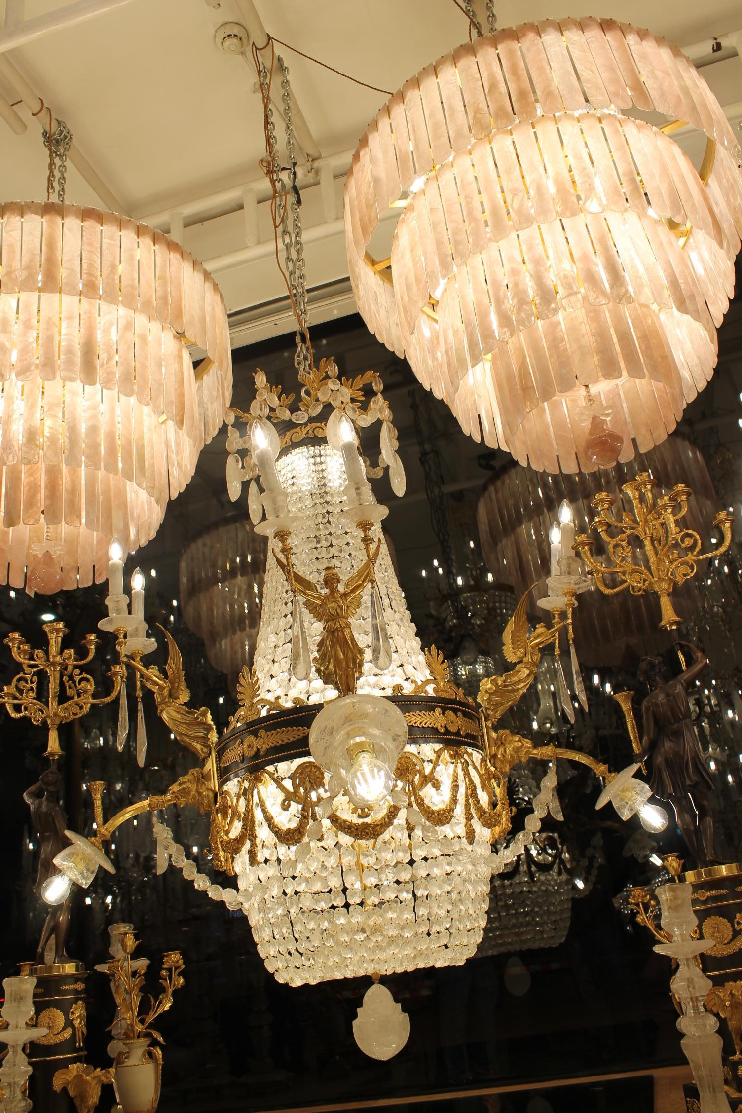 Large beautiful Gasolier bronze & Rock Crystal French chandelier with 36 lights - Image 3