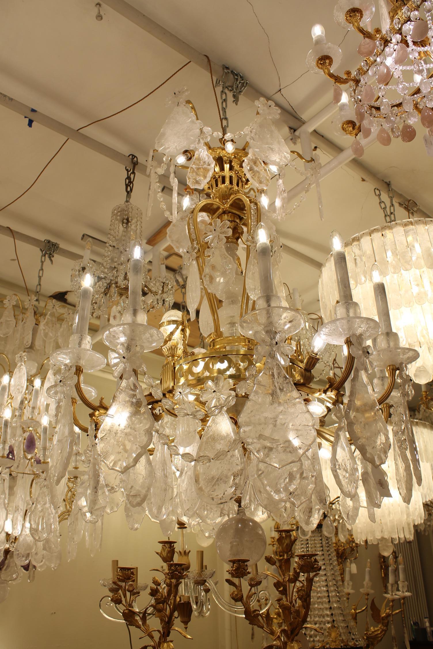19th Century French Bronze and Rock Crystal Chandelier Candles 12 - Image 5