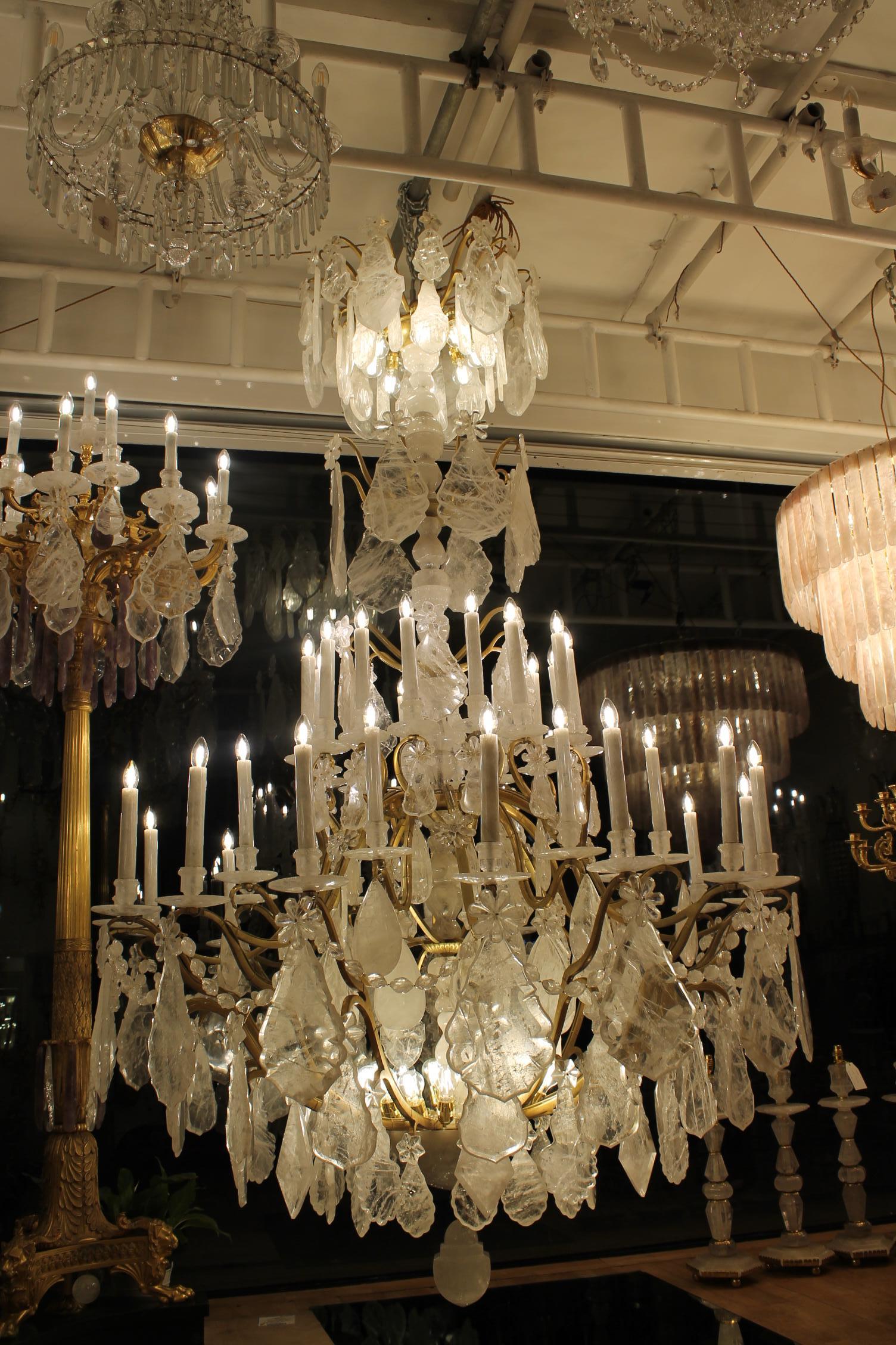 Unique imposing rock crystal Louis XV style cage chandeliers H300cm W180cm - Image 6