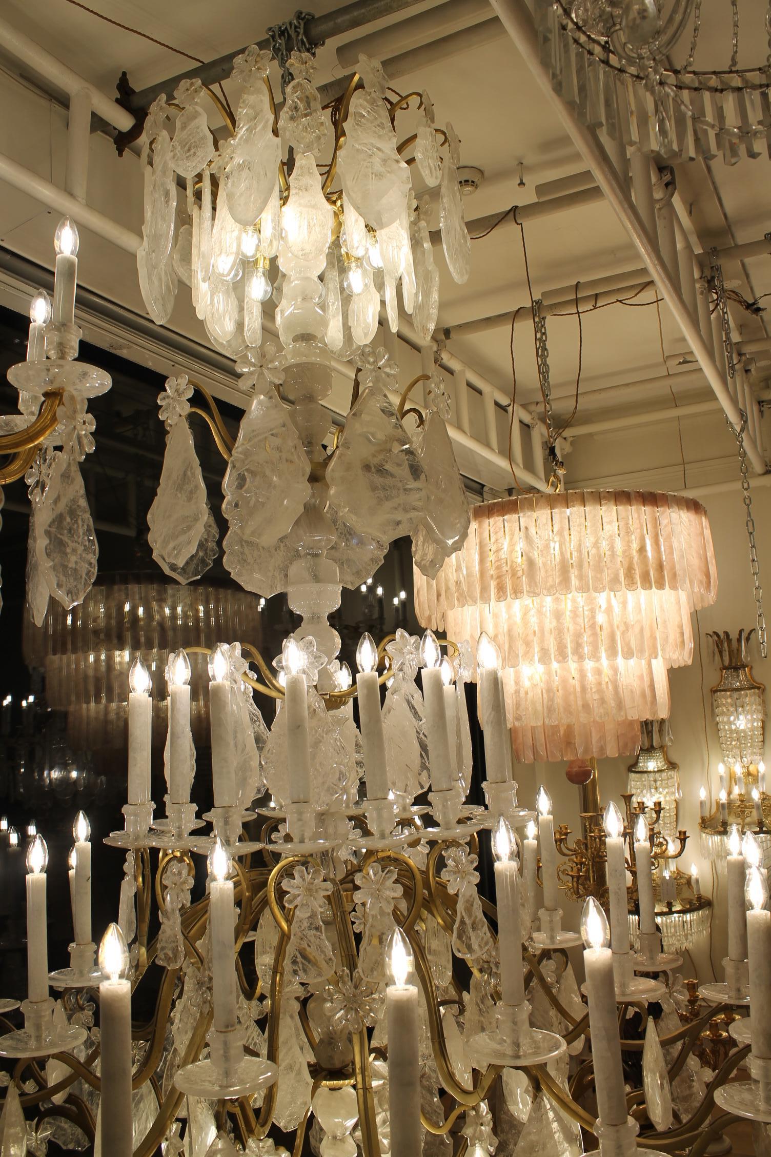 Unique imposing rock crystal Louis XV style cage chandeliers H300cm W180cm - Image 7