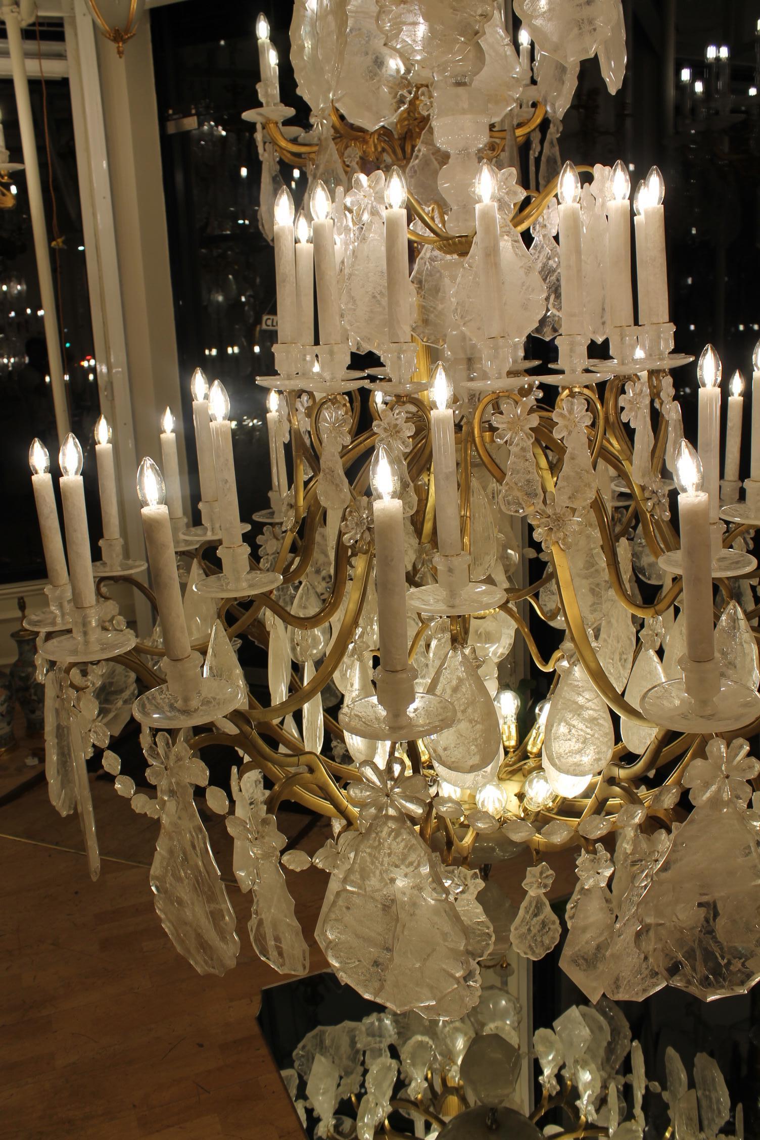 Unique imposing rock crystal Louis XV style cage chandeliers H300cm W180cm - Image 8