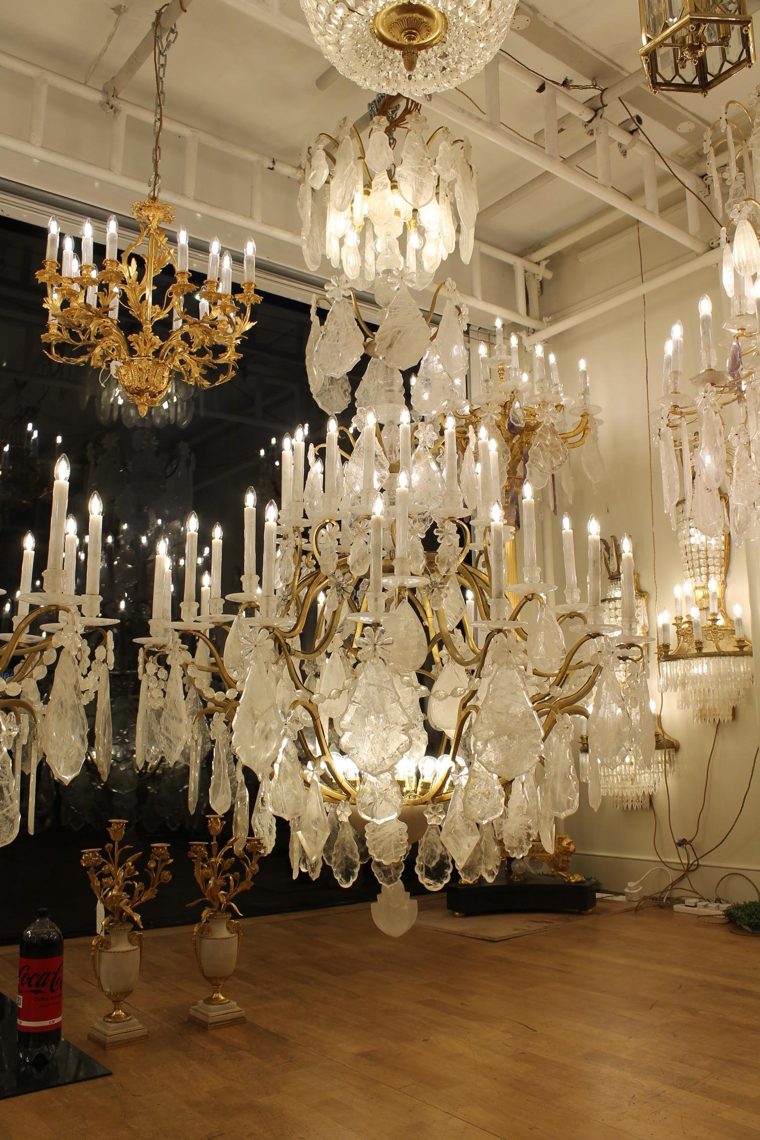 Unique imposing rock crystal Louis XV style cage chandeliers H300cm W180cm - Image 10