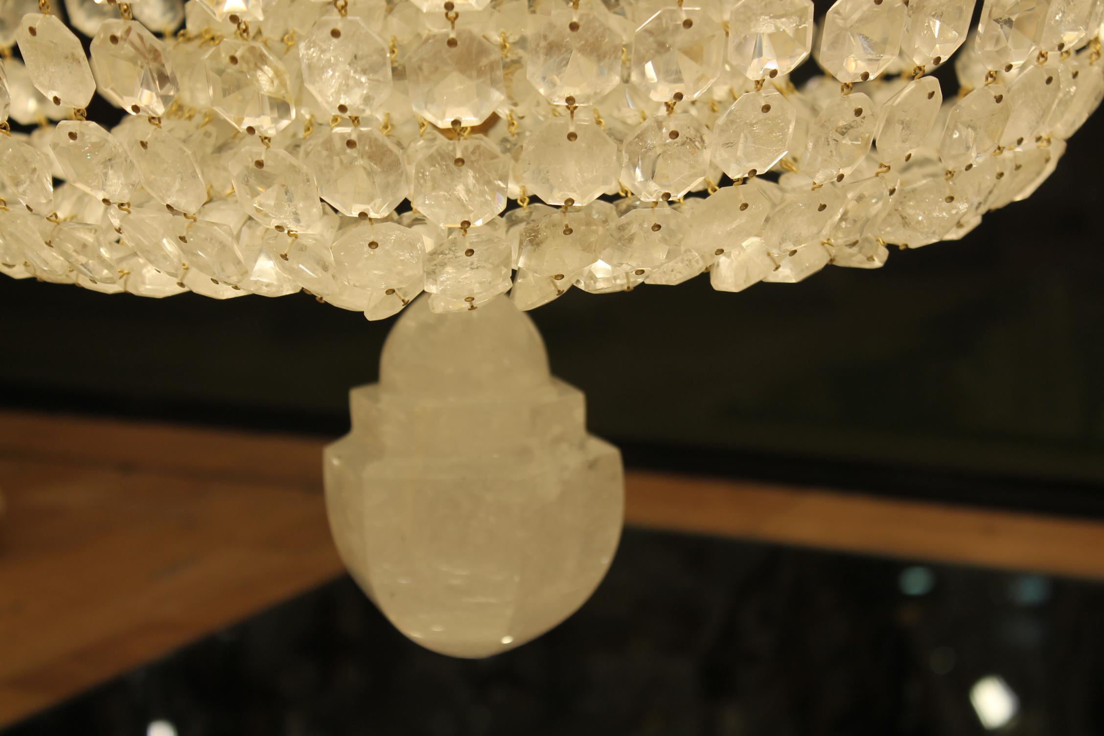Large beautiful Gasolier bronze & Rock Crystal French chandelier with 36 lights - Image 7