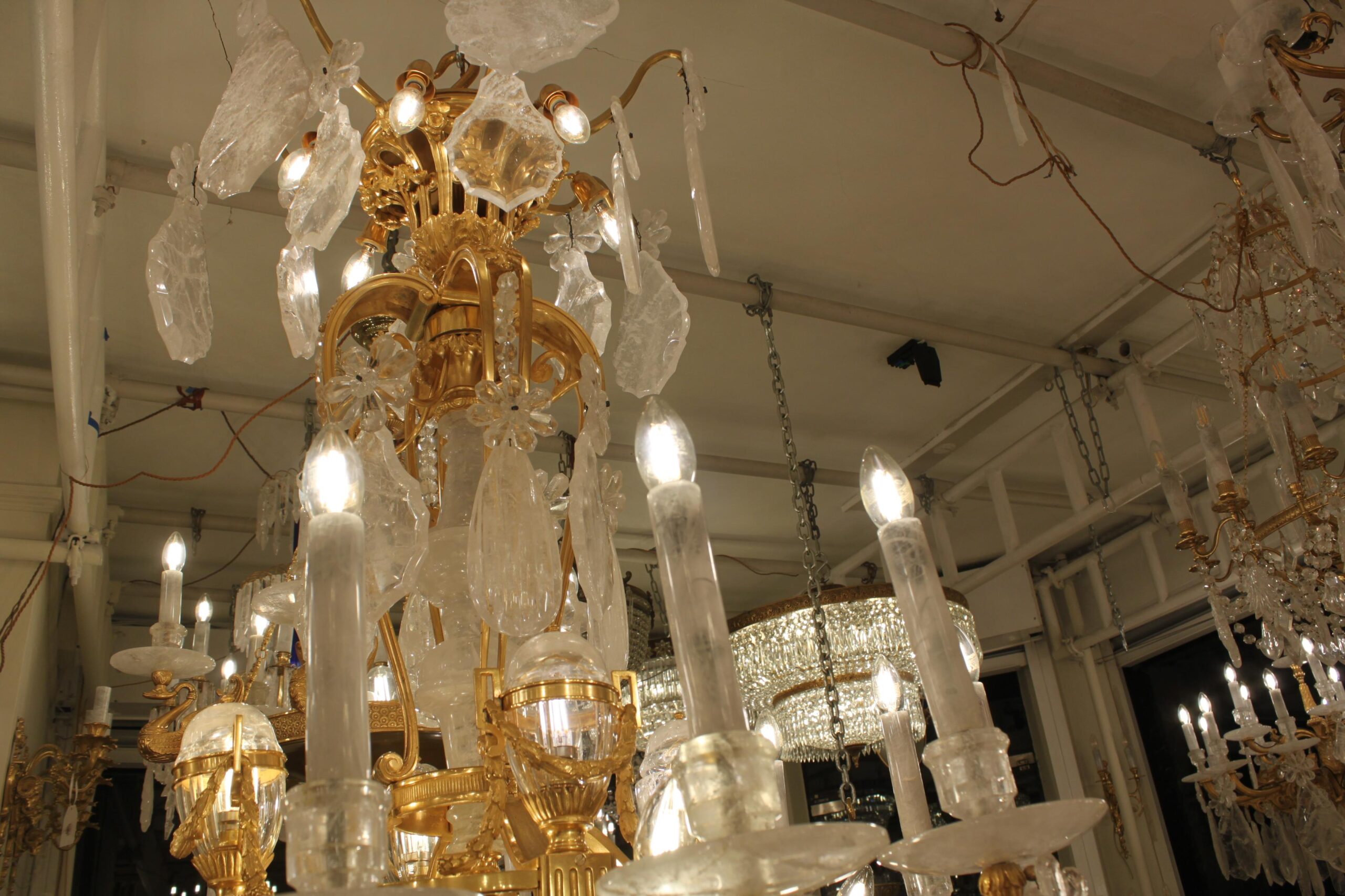 19th Century French Bronze and Rock Crystal Chandelier Candles 12 - Image 7