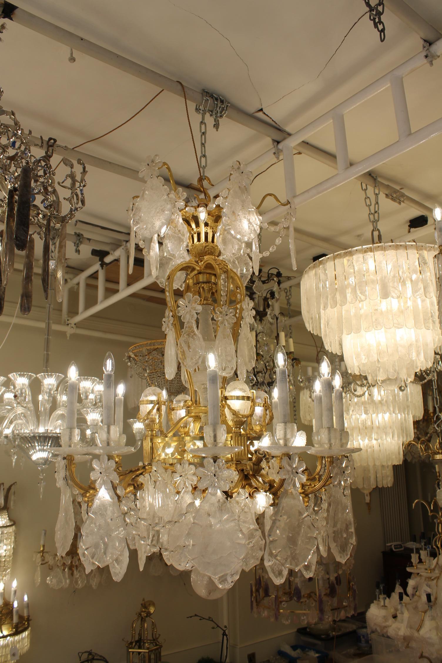French Bronze & Rock Crystal Chandelier 38 Lights - Image 10