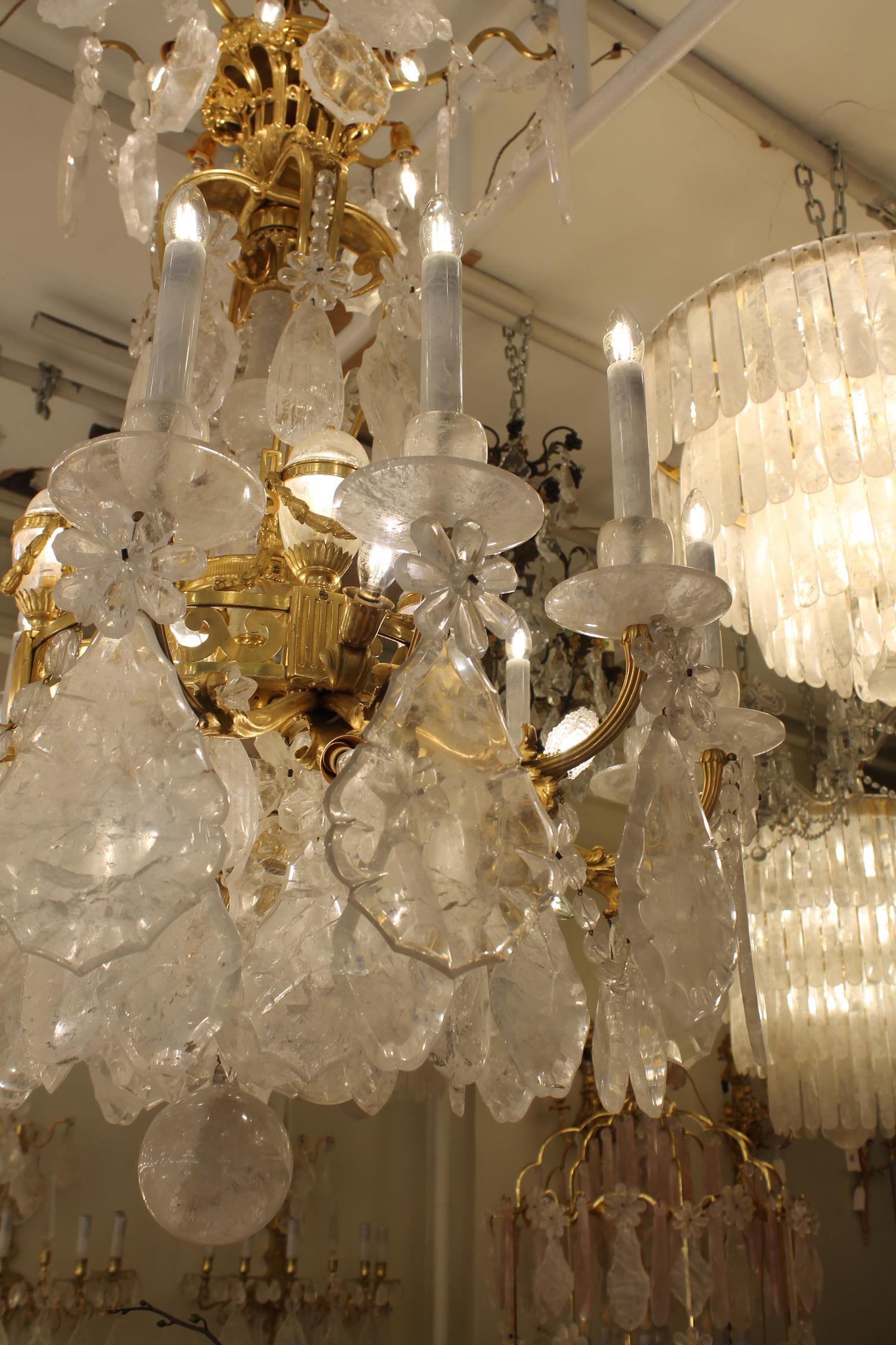 French Bronze & Rock Crystal Chandelier 38 Lights - Image 9