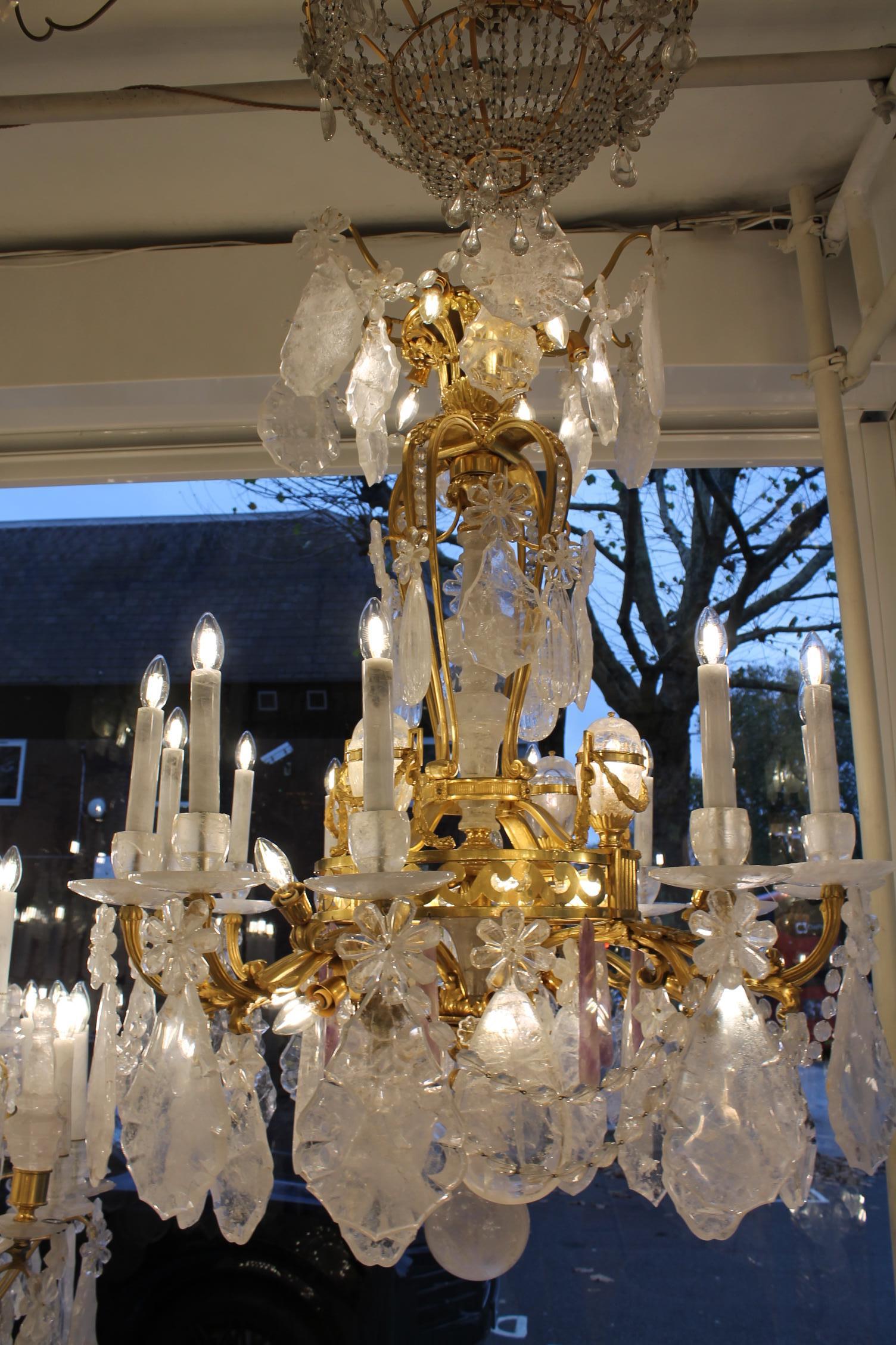 French Bronze & Rock Crystal Chandelier 38 Lights