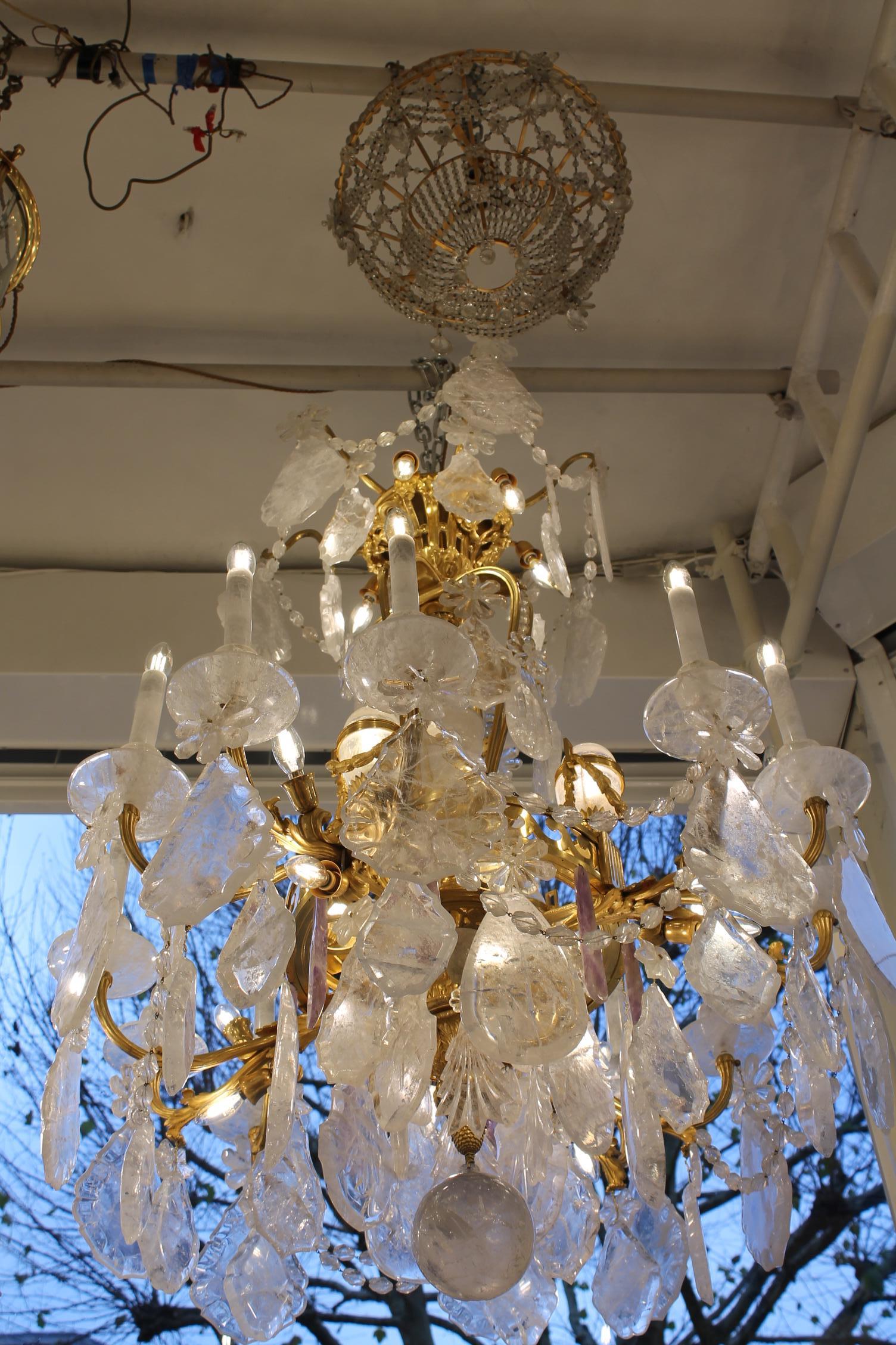 French Bronze & Rock Crystal Chandelier 38 Lights - Image 7