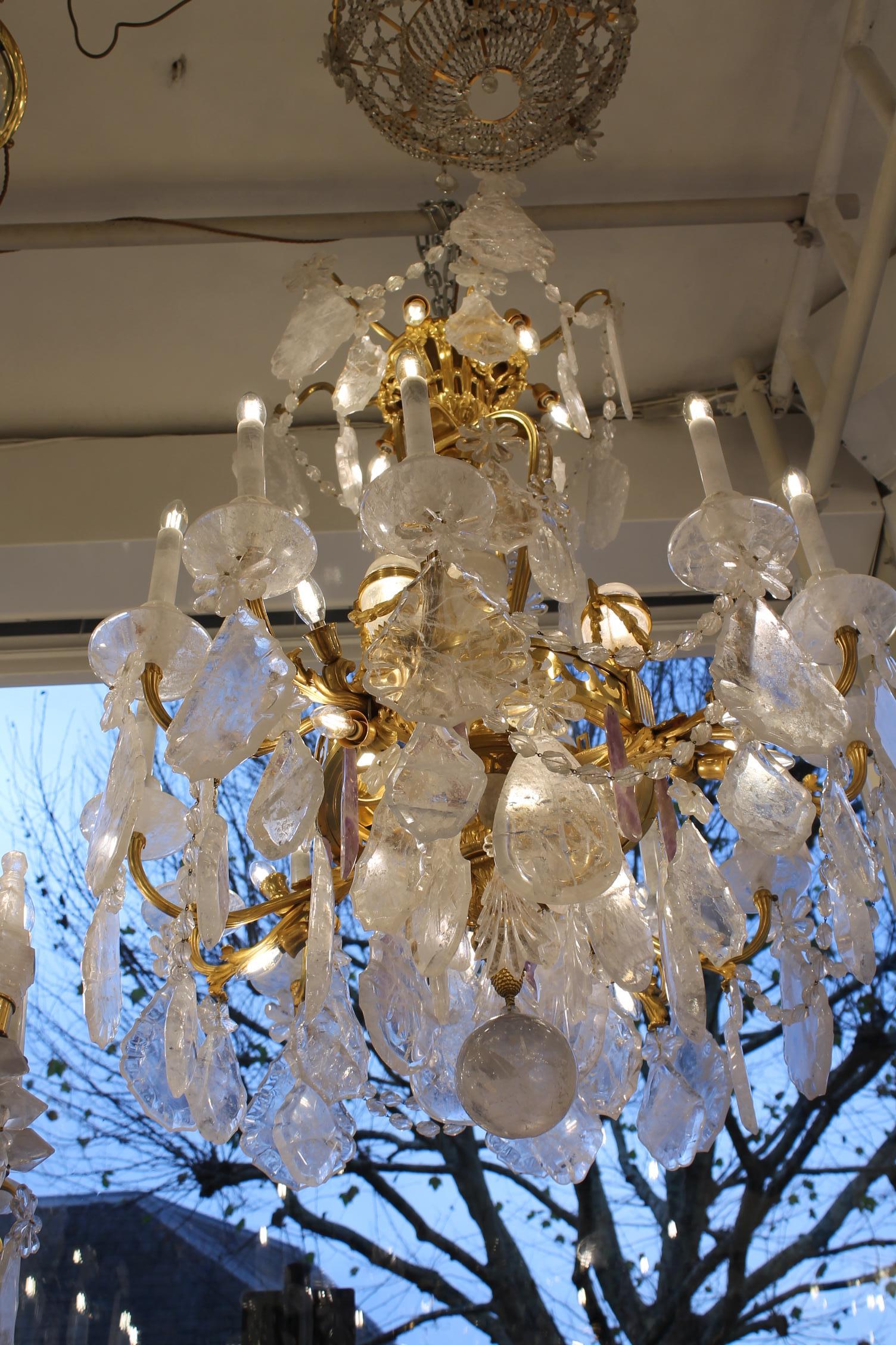 French Bronze & Rock Crystal Chandelier 38 Lights - Image 6