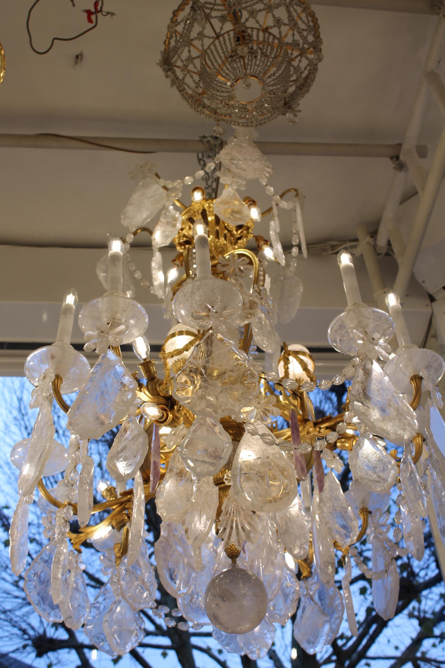 French Bronze & Rock Crystal Chandelier 38 Lights - Image 5