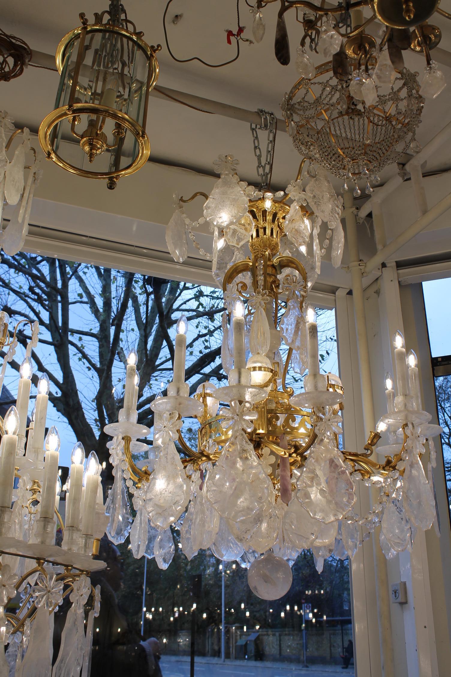 French Bronze & Rock Crystal Chandelier 38 Lights - Image 4